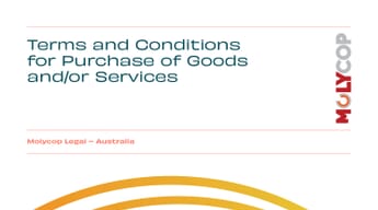 Molycop Australia Terms and Conditions for Purchasing of Goods and Services August 2025