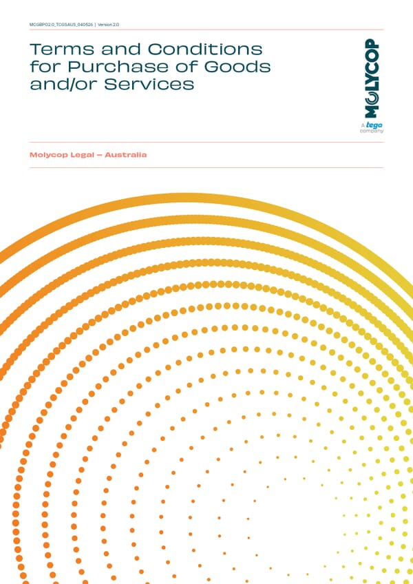 Molycop Australia Terms and Conditions for Purchasing of Goods and Services August 2025